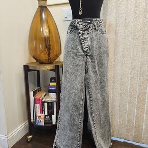 💋 Fashion Nova Black Acid Wash Wide Leg Jeans- Size 13